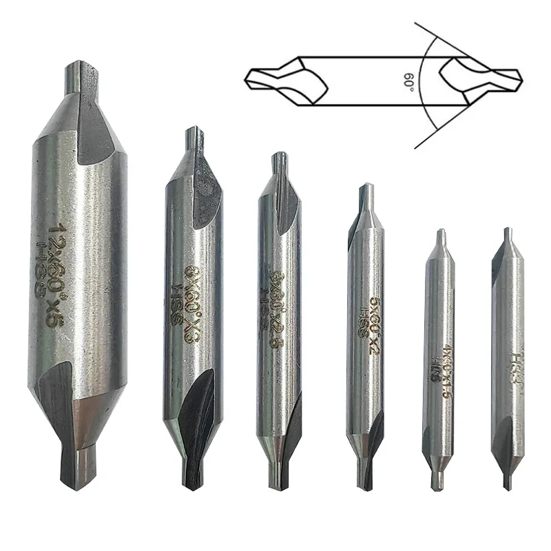 

Composite High-speed Steel Fixed Point Drill Full Grinding Spiral Groove 6pc Center Drill Chamfer Drill without Protective Cone