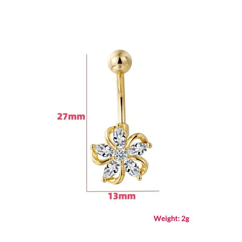 Non-irritating Stainless Steel Dangle Belly Button Ring Smooth Edge Navel Piercing Jewelry for New Piercing Wearers
