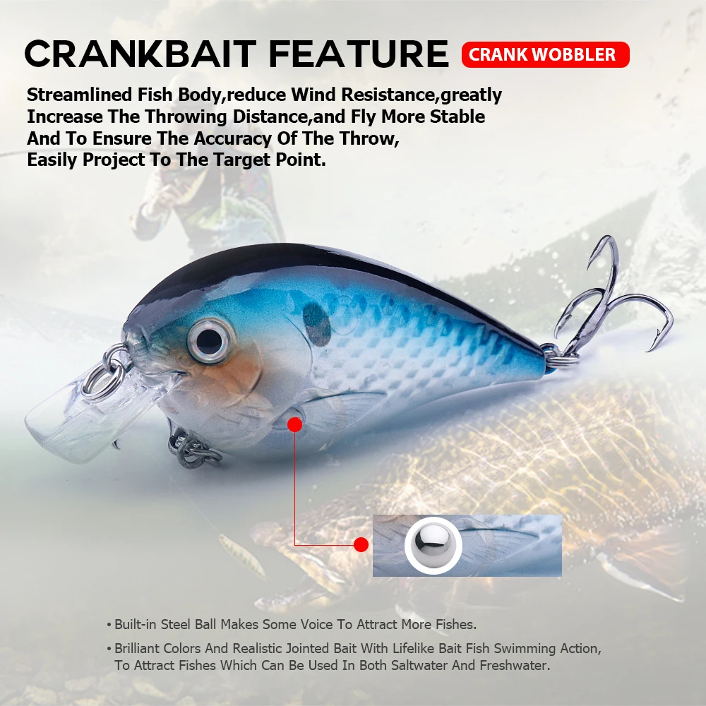 Agoie Shallow Square Bill Crankbait Bass Lure 55mm 10g Floating Wobblers For Pike Artificial Bait Minnow Lures For Fishing