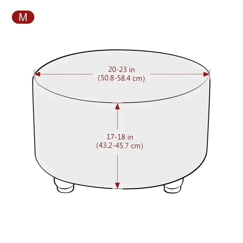 Elastic Round Ottoman Stool Cover Washable All-wrap Footrest Cover Solid Color Foot Stool Seat Slipcover for Bedroom Living Room
