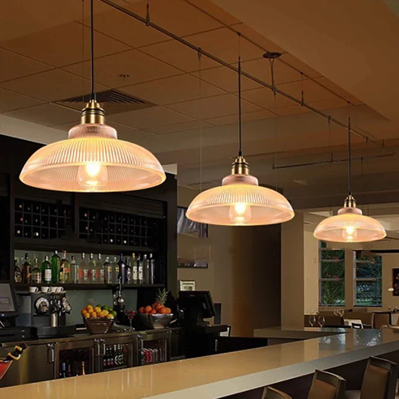 Japanese Retro Restaurant Pendant Lamp Simple Dining Desk Bar Counter Clothing Dessert Shop Glass Chandelier Indoor Decor Light