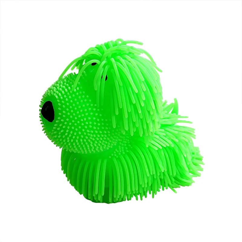 Stress Reliever Squeeze Toy Long-Haired Dog Glowing Creative Fidget Toy for Adult Home Office Desk Decor Cartoon Cute Fun Gifts