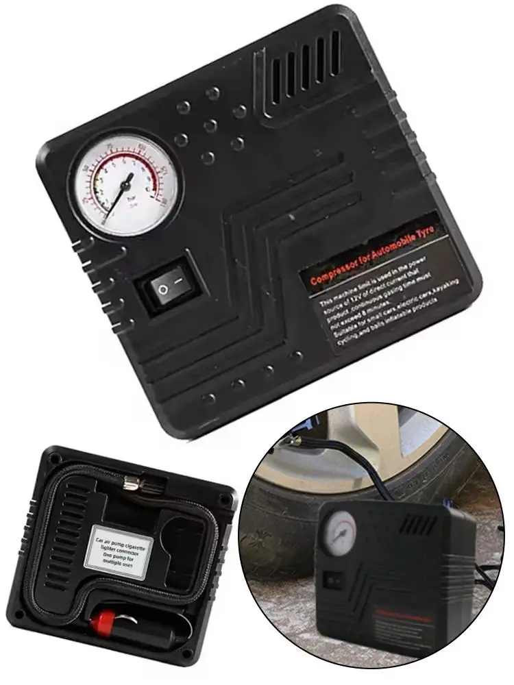 AliExpress NONE Car Emergency Auto Air Pump Mini DC 12V Tire Inflator Tool Pressure Gauge Portable Air Compressor For Car Motorcycles Bicycle