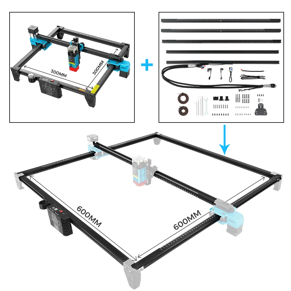 Two trees Laser Engraving Aluminum Profile Frame 600x600mm Laser Engraver Upgrade Kit For TTS-55 TTS-10 Pro CNC Laser Parts