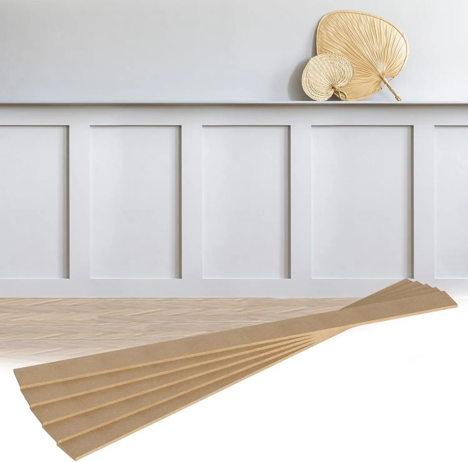 

94.5x47.2in MDF Board and Batten Wall Panel Kit, Premade Wainscoting Panels for DIY Home Bedroom Living Room Decor