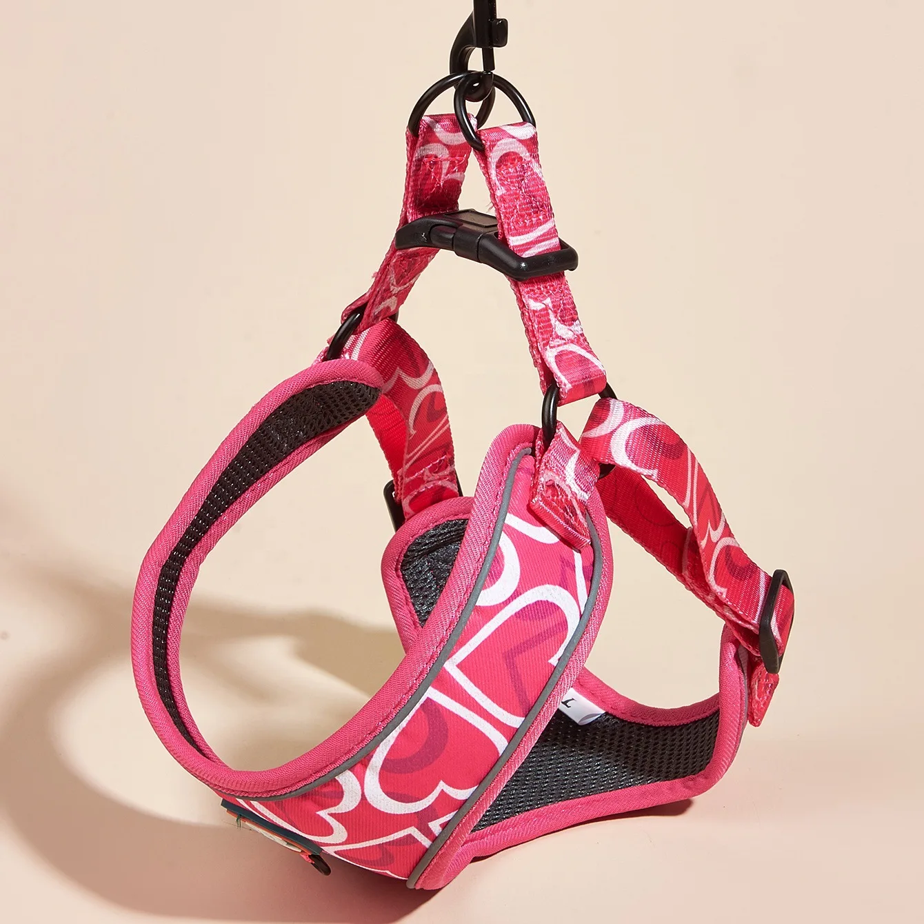 Print Breathable Dog Harness Leash Set Pink Soft Pet Chest Strap Small Medium Large Dogs Reflective Outdoor Travel Pet Supplies