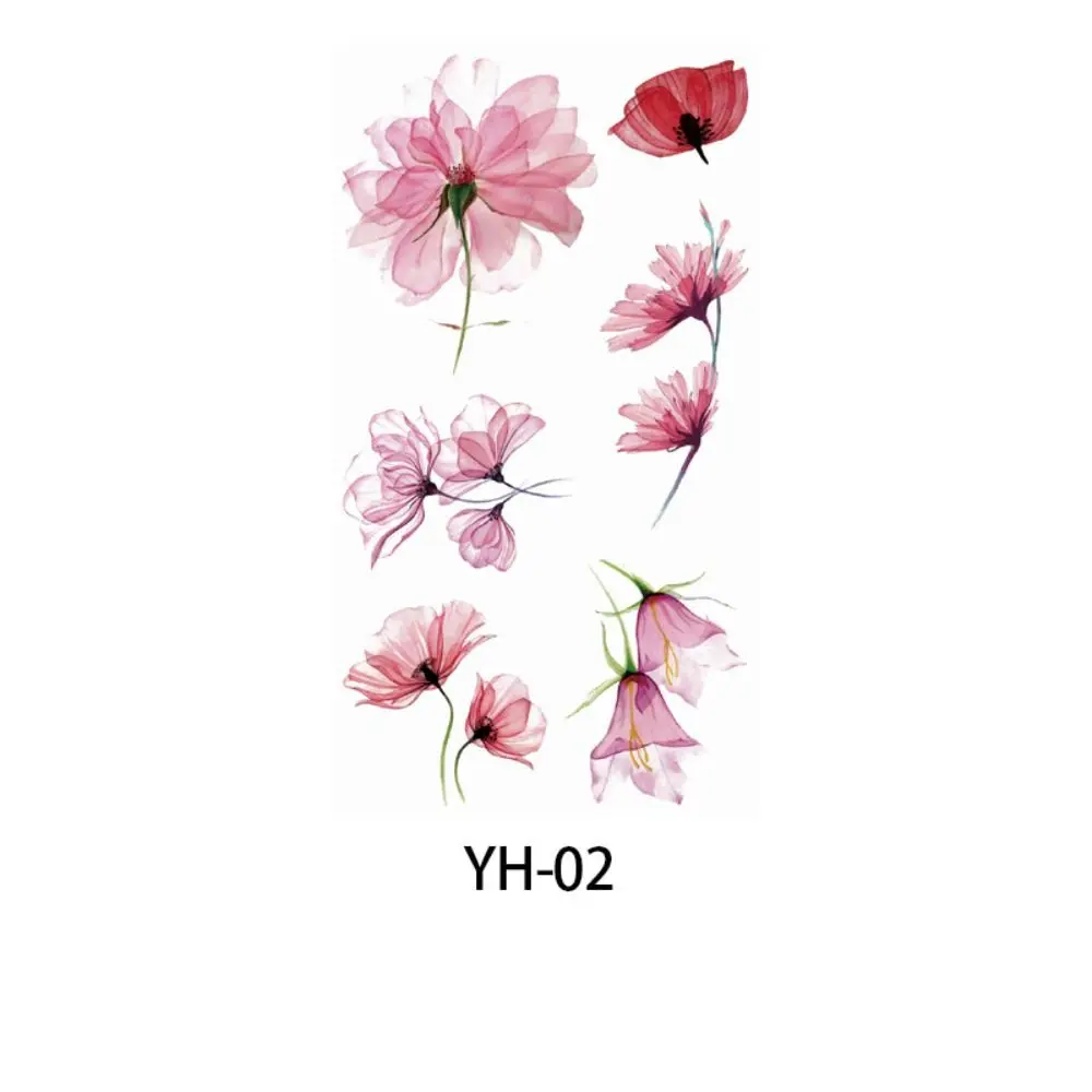 Disposable Watercolor Cherry Blossom Tattoo Sticker Waterproof Small Fresh Temporary Tattoo Sticker Anti Sweat Coloured Drawing