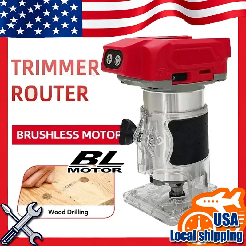 

Подходит для бесщеточного электрического триммера Milwaukee, 800 Вт, 30000 об/мин, беспроводной компактный фрезерный станок, 5 скоростей, деревообрабатывающий обрезной станок для 18 В