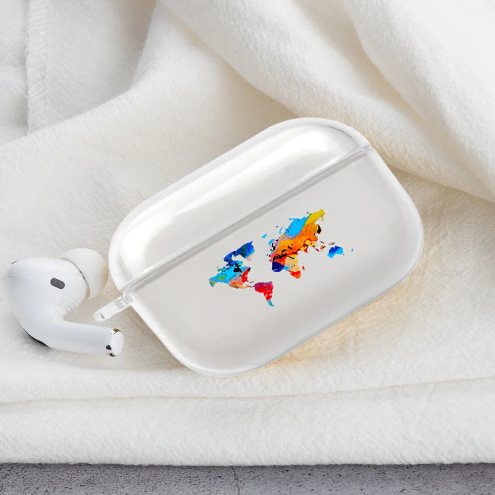 Mode Weltkarte Klar Kopfhörer Fall für Airpods 4th 3rd 2 Pro Soft Cover für Airpod 2 3 1 schutzhülle Zubehör Shell Fundas