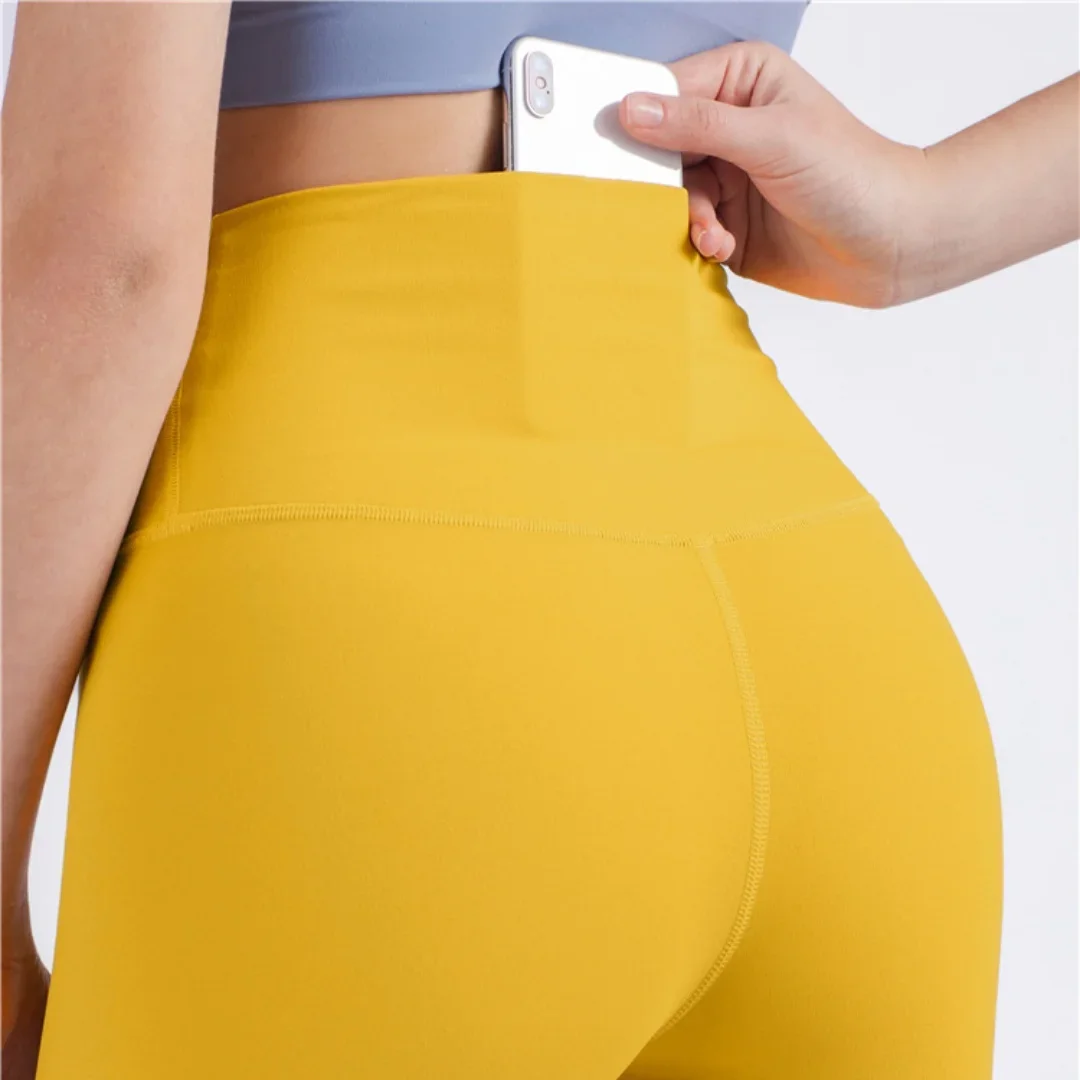 Solid Color soft Women Sport Pant Tight Butter High Waist Yoga Legging Athletic Gym Comprehensive Training Jog Back Waist Pocket