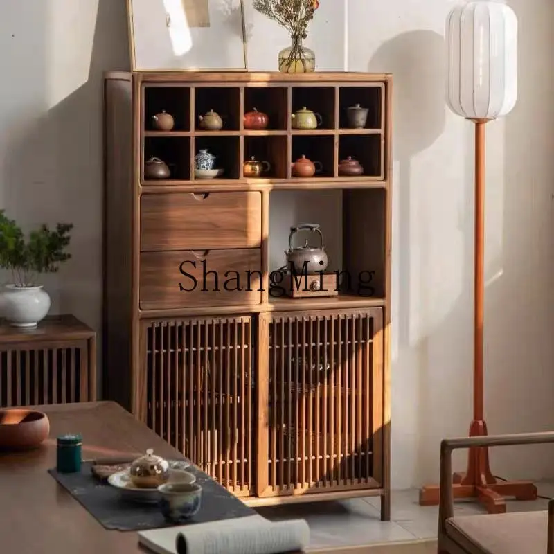 

SM New Chinese Bogu Frame Duobao Pavilion Shelf Display Cabinet Elm Tea Set Solid Wood Short Cabinet