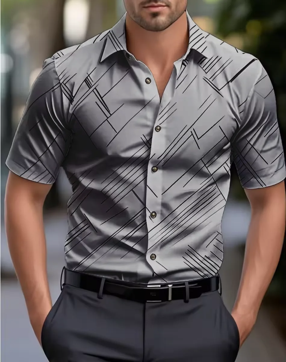 

2025 new summer men's short-sleeve striped shirt, stylish and comfortable casual business shirt available in various colors.