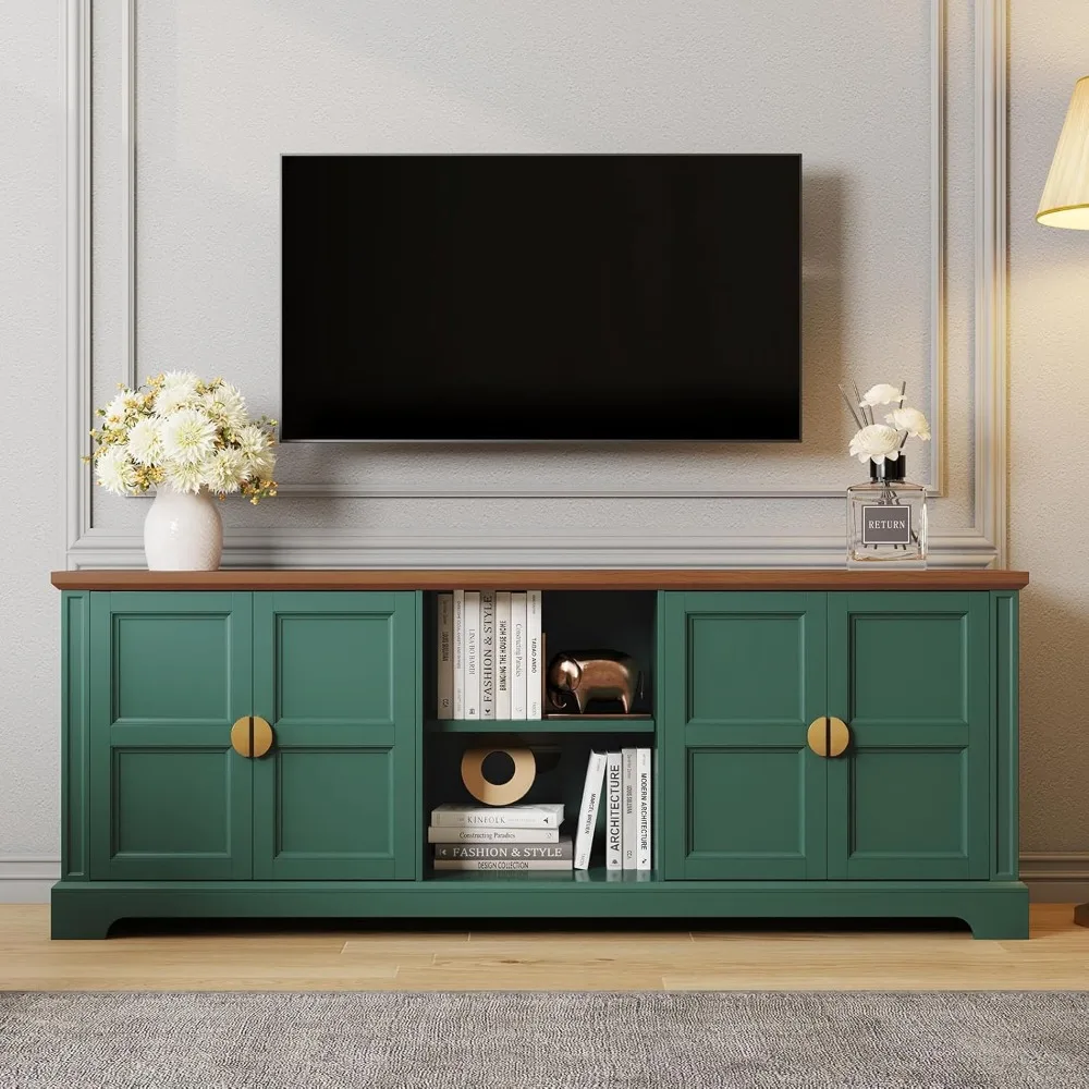 Contemporary 67 TV Stand for 75+ Inch TVs, Shaker-Style Entertainment Console with Storage