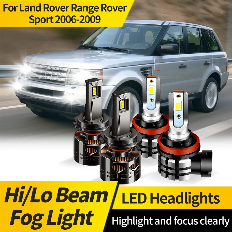 

2PCS H7 LED Headlight Bulbs For Land Rover Range Rover Sport 2006 2007 2008 2009 H11 High Low Beam White Front Fog Lamp for Cars