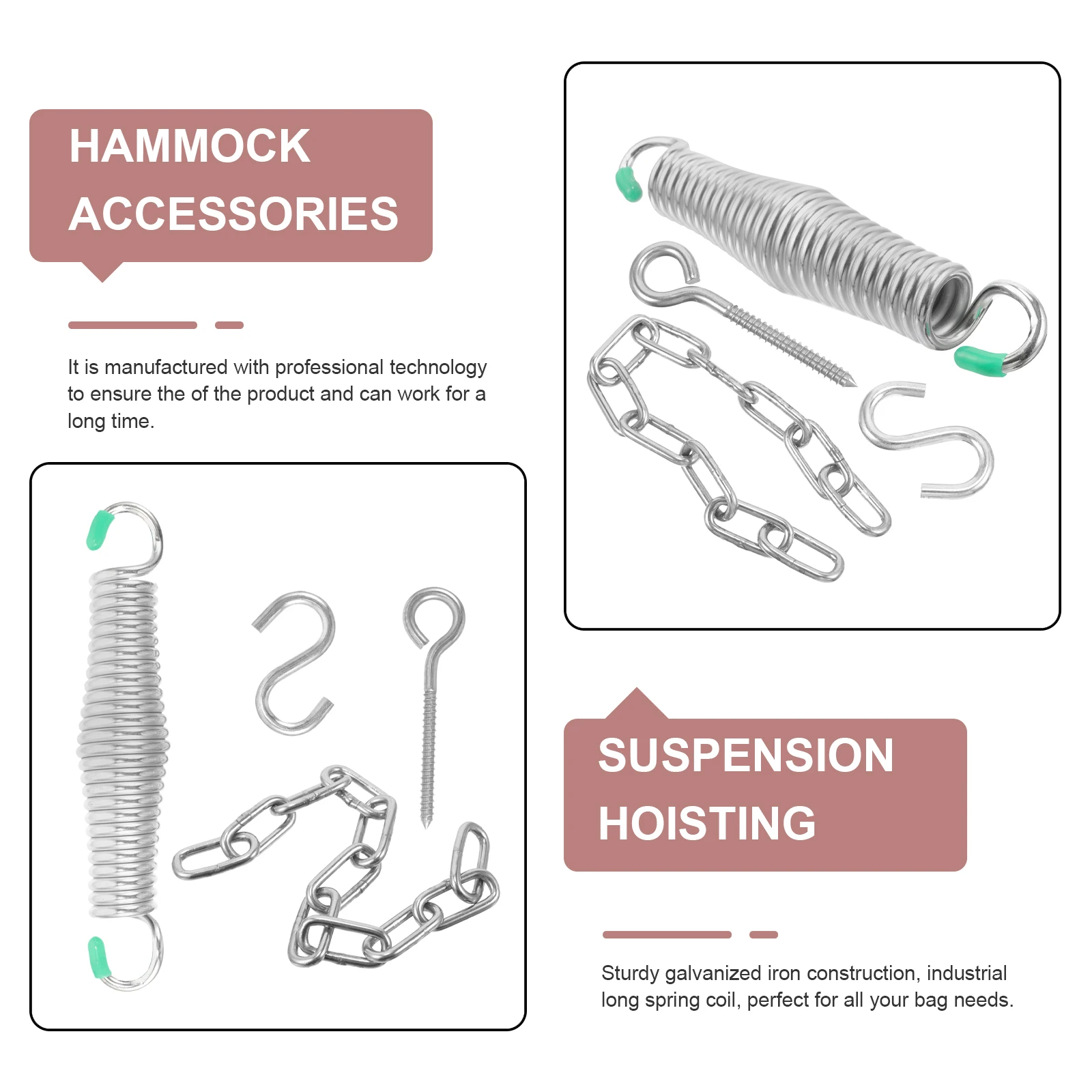 

Hanging Chair Spring Kit Heavy Duty Galvanized Iron Swing Spring Hammock Accessories Porch Springs Fixing Outdoor
