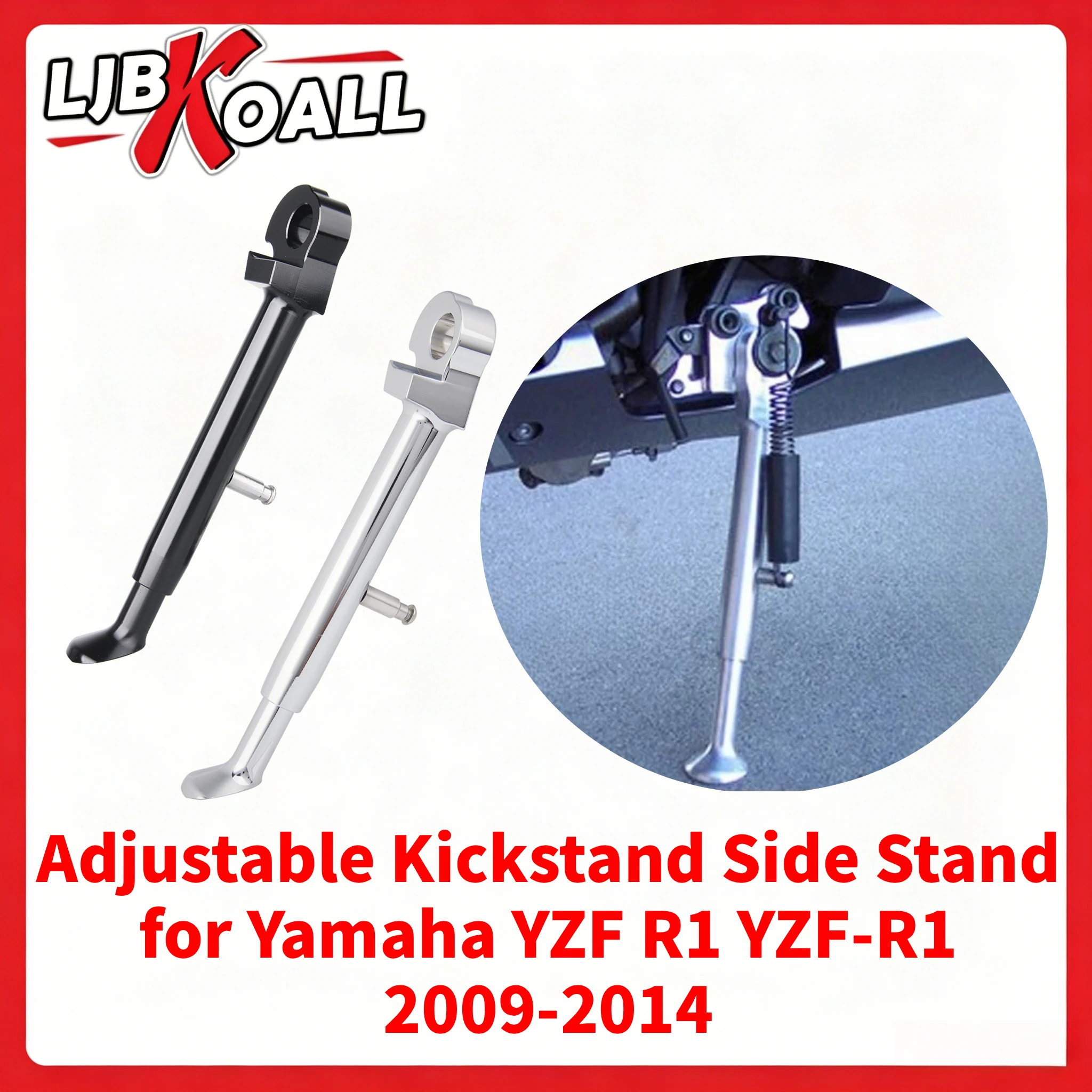 

Adjustable Kickstand for Yamaha YZFR1 YZF-R1 2009-2014 Foot Side Stand Support Kits 2010 2011 2012 2013 Motorcycle Accessories