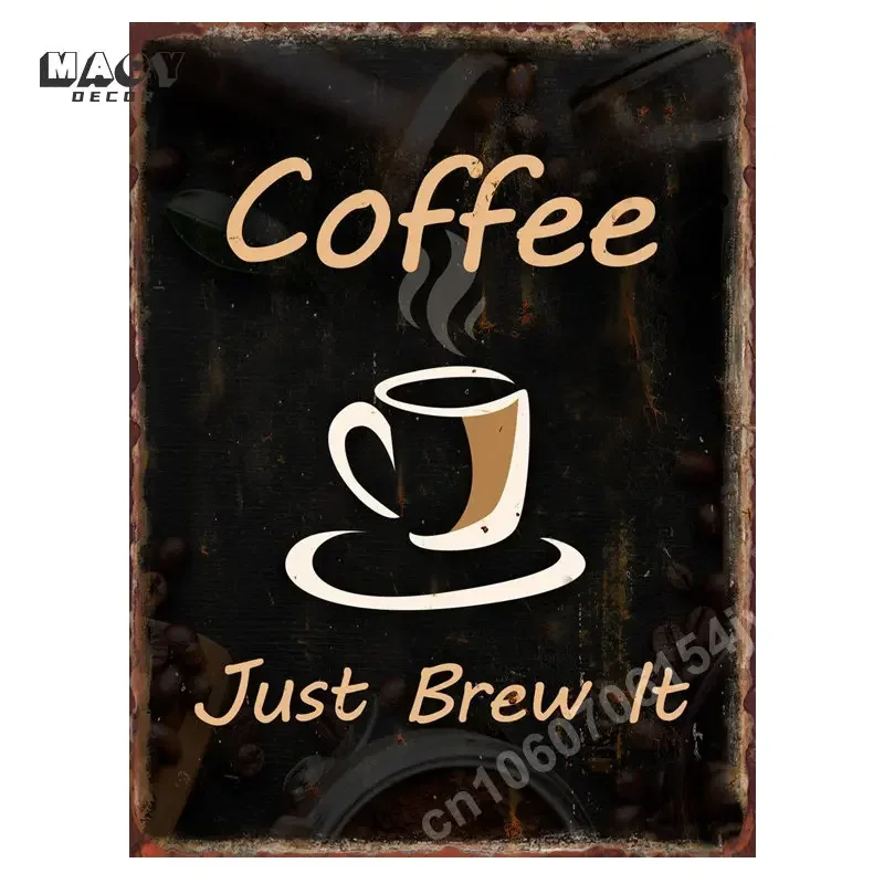 Coffee Fantasy Splash Metal Tin Sign Cafe Restaurant Bar Club Wall Decor Iron Plate Party Home Kitchen Room Decoration Gift