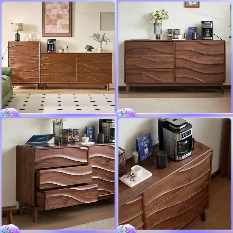 Medieval Solid Wood Chest Modern Simple Living Room Against The Wall Secret Cabinet Walnut Living Room Bedroom Storage