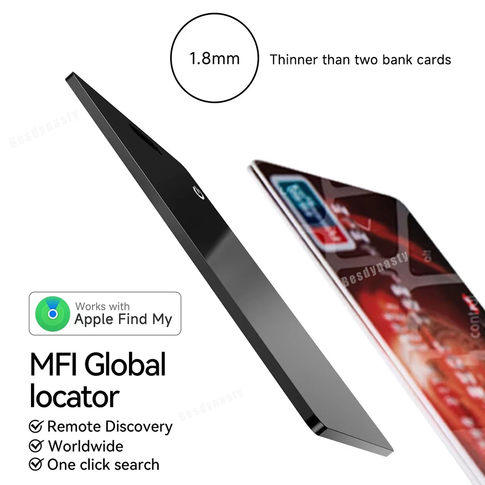 For Apple Find My Smart Air Card MFi Certified GPS Tracker Locator IPX6 Chargeable Ultrathin Smart Tag Wallet Card Finder