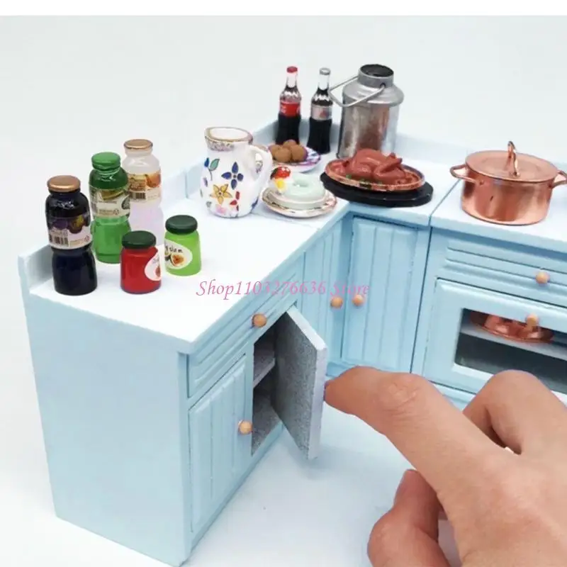 

R6FD масштаб 1/12 миниатюрный кухонный шкаф для кукольных домиков деревянные украшения кукольных домиков миниатюрная мебель с