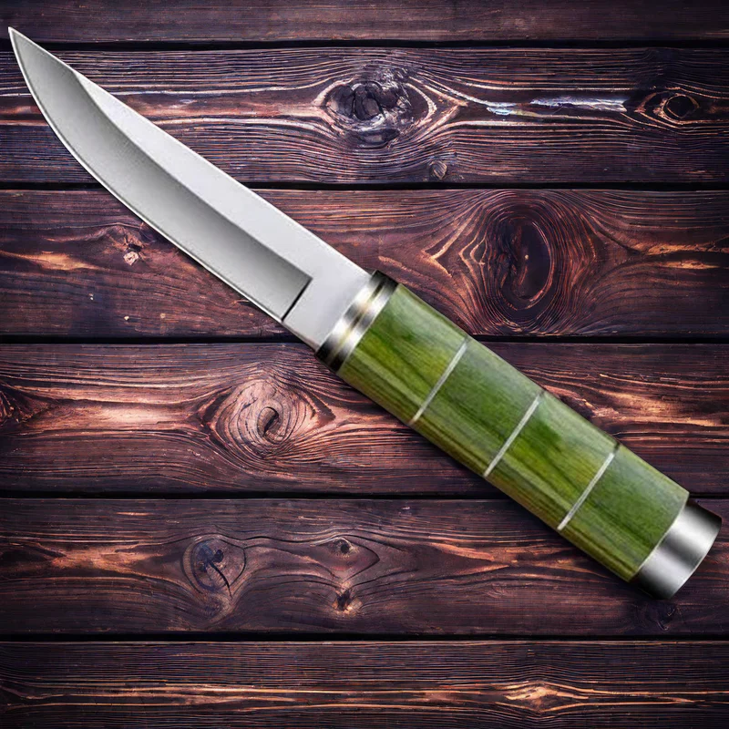 Green Pocket Knives Portable Fruit Knife Solid Wood Splice High Quality Handle Cutting Meat Meat Cutter Western Steak Knife