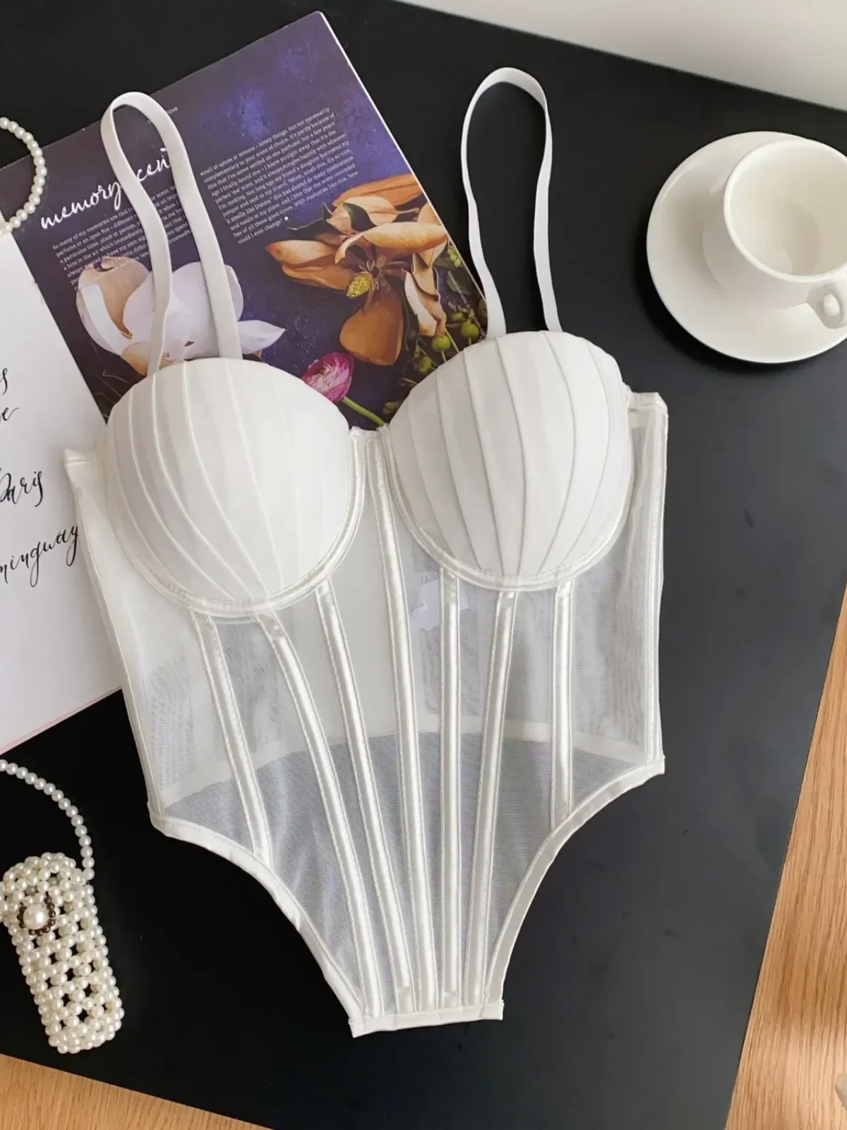 

ssTss Alluring Pure Lust Vintage Fishbone Bandeau Sexy Halter Slim Irregular Padded Bustier for Women