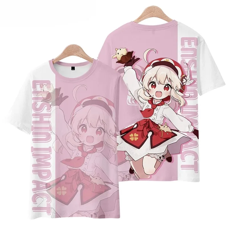 

Hot game genshin impact klee 3d printing kids t shirt fashion casual anime cartoon t shirt boy girl kids clothes cosplay 2024