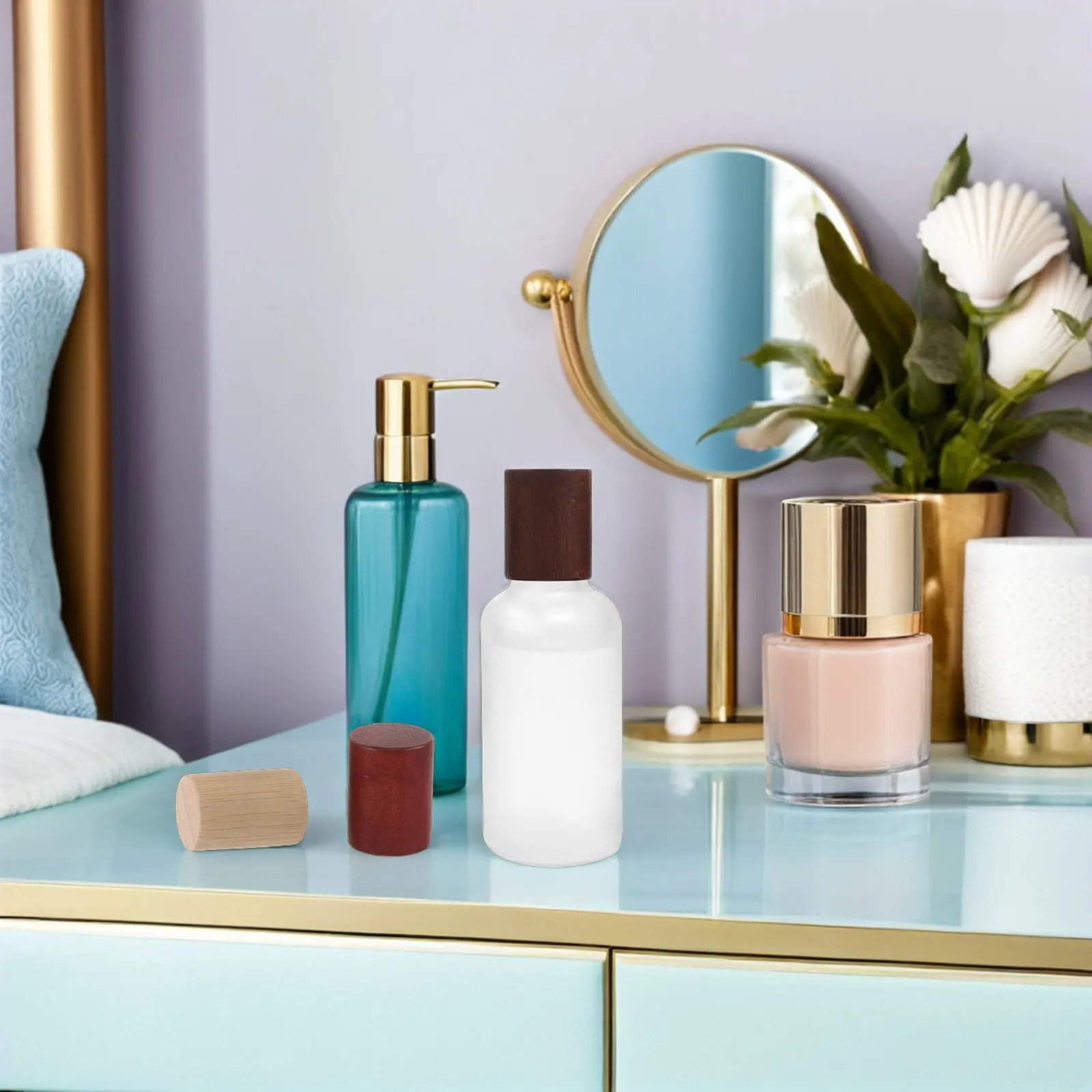 10Pcs Bamboo Wood Fragrance Cap Replacement Wooden Perfume Bottle Lid Spray Bottle Cover Beech Wood Topper for Essential