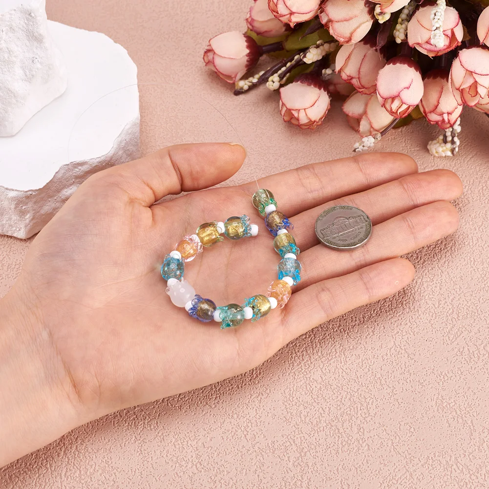 30pcs Tulips Flower Lampwork Beads Multicolor Glass Flora Beads Loose Beads For DIY Bracelets Jewelry Making Accessories 9x8.5mm