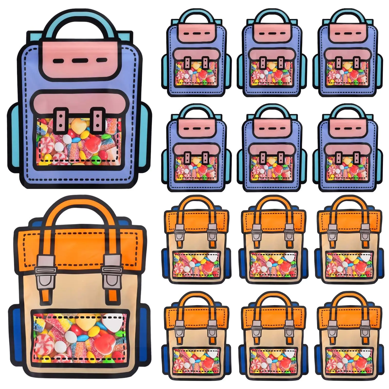 1–50 Stück große Goodie-Taschen, niedlicher Cartoon-Geburtstagsrucksack mit Griff oben für Kinder, Snack-Süßigkeitentüte für Halloween-Partygeschenke – Detail 10