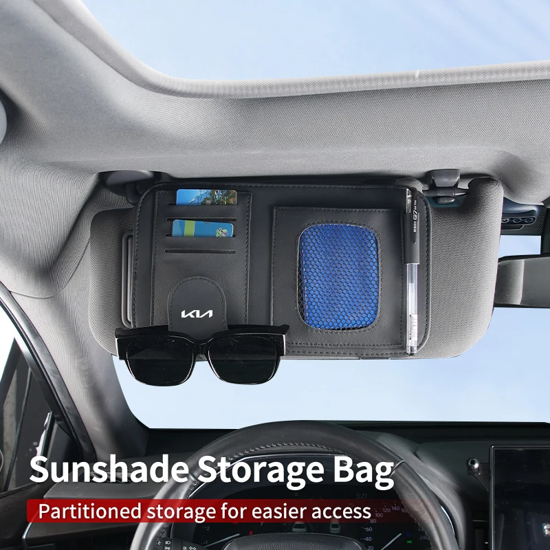 

Car Sun Visor Organizer Sunglasses Holder Card Storage Bag Interior For KIA Sportage Rio Ceed Niro Soul Stonic Picanto Proceed