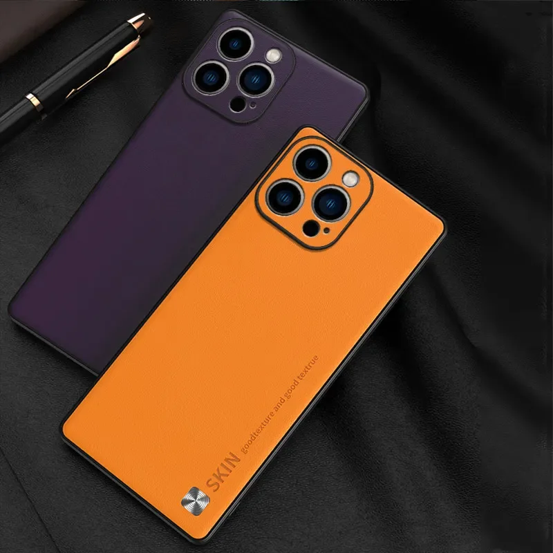 آيفون 12 11 15 16E 14 زائد 13 برو ماكس حافظة هاتف جلدية عدسة حماية كاملة ماتي لينة سيليكون الغطاء الخلفي حالات الوفير