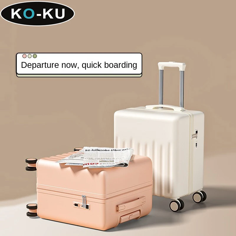 KO-KU Suitcase 2024 New 18\'\'20\'\'Inch Girl Travelling Trolley Case Student Small Ultra-light Boarding Bag Boy Password  Luggage