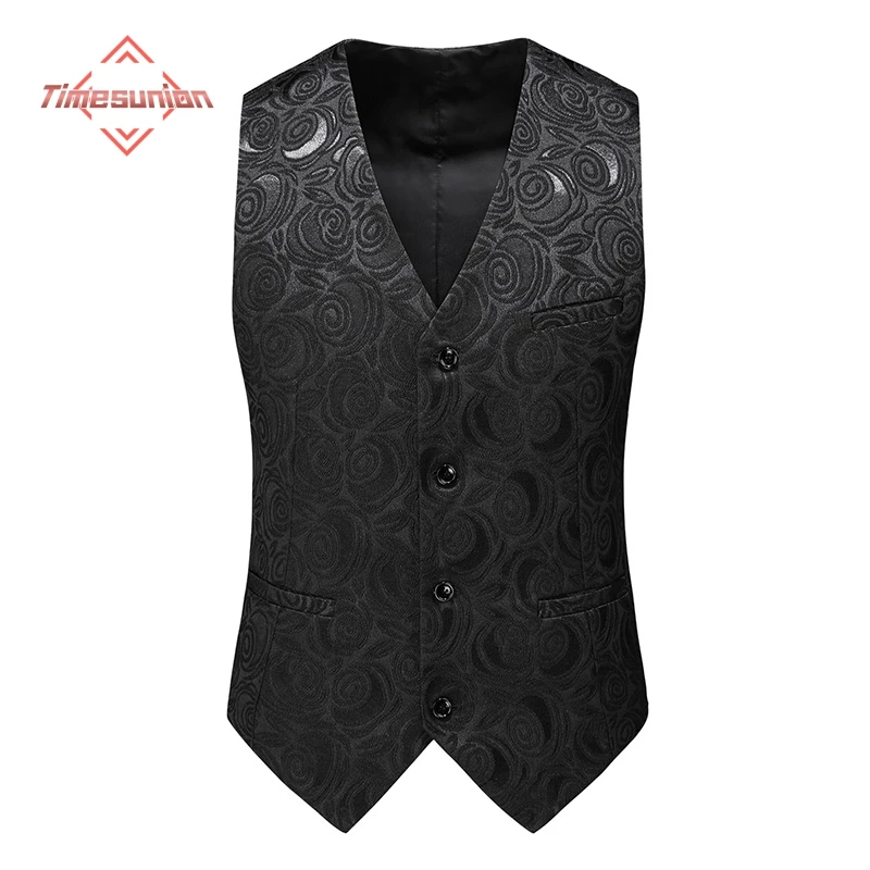 

Жаккардовый жилет без рукавов с v-образным вырезом Roses, мужской, белый, черный однобортный костюм на пуговицах, мужской жилет азиатского размера