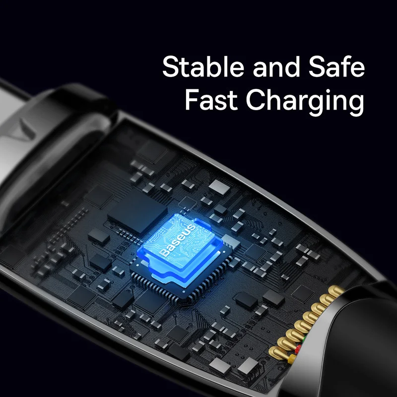 Baseus PD100W USB Cable For iPhone 16 15 ProMax Led Light Fast Charging Data Cable Type-C Phone Cord For Xiaomi Samsung Laptop