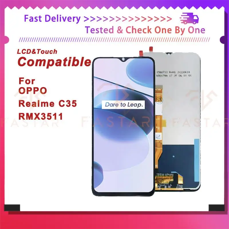 

6.6"Tested For OPPO Realme C35 LCD Display Touch Digitizer Assembly Replacement Parts Screen oppo RMX3511 c35 lcd