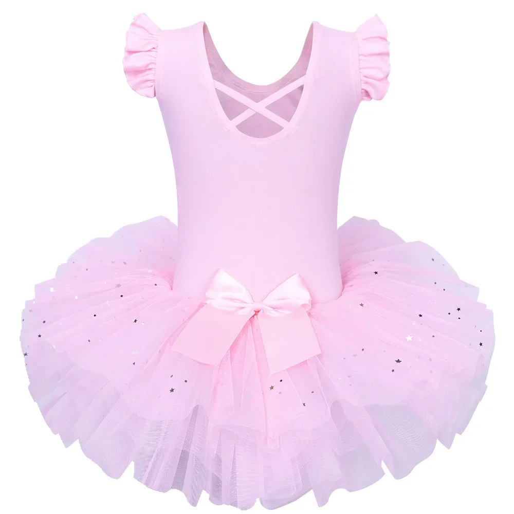 

BAOHULU Girls Ballet Tutu Tulle Dress Sleeveless Gymnastics Leotard Diamond Pink Bow Pattern Ballet Leotard For Girl Ballerina