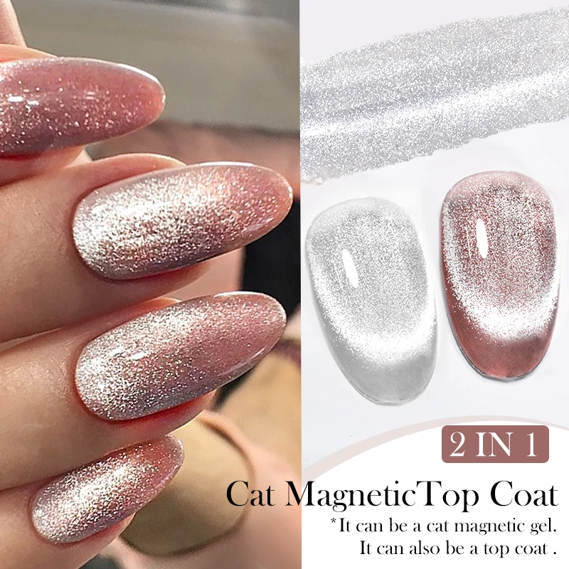 LILYCUTE 7ML Cat Magnetic Gel Polish Top Coat Super Sparking Silver Snowlight Magnetic Gel Nail Polish Semi Permanent UV Gel