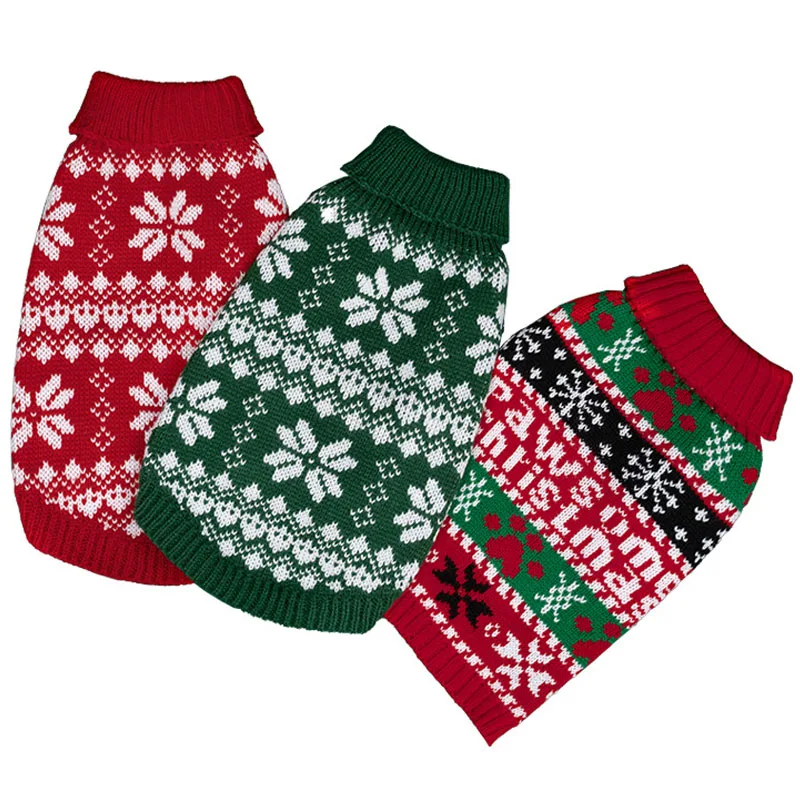 

Christmas Dog Clothes Winter High Neck Knitted Sweater For Small Dogs Chihuahua Yorks Pullover Turtleneck Clothing Puppy Jumper