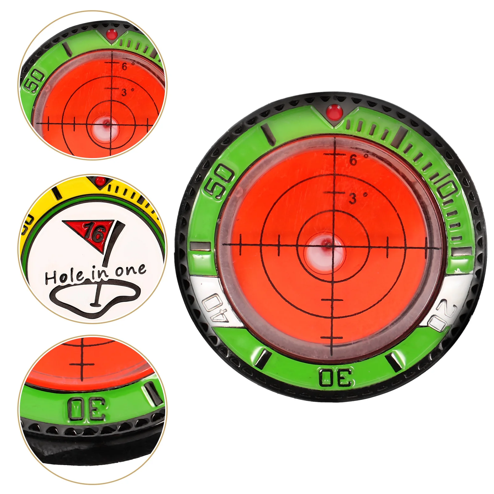 Portable Golf Ball Markers Double-sided Watch Outer Frame Scale Level Meter Green Position Accessories (orange/green) Man