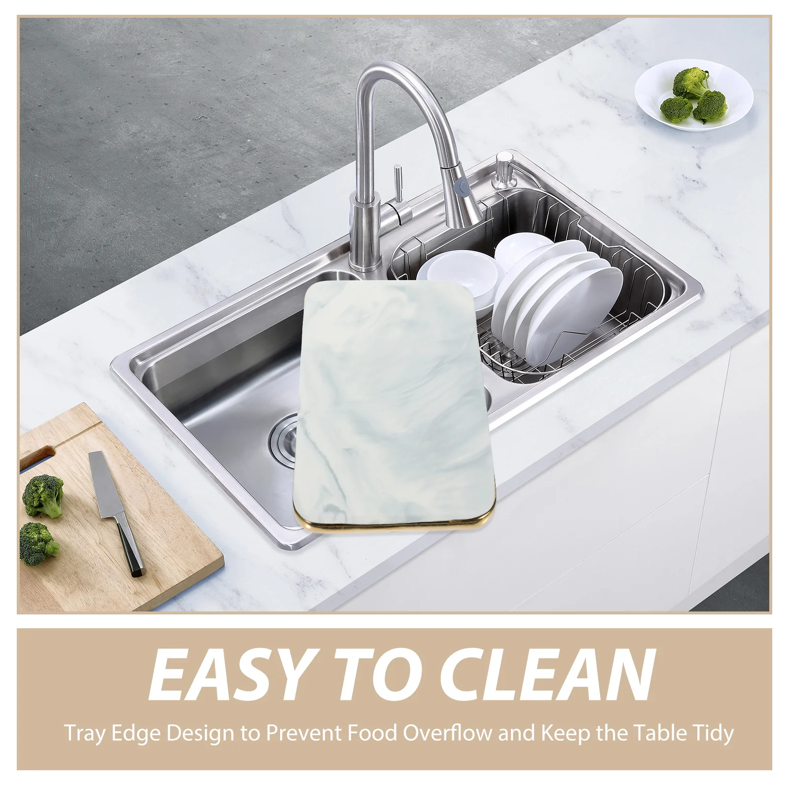 

Marbling Cutting Board Elegant Marble Tray Practical Kitchen Accessory Chopping Board for Fruits Meats Vegetables Cooling Effect