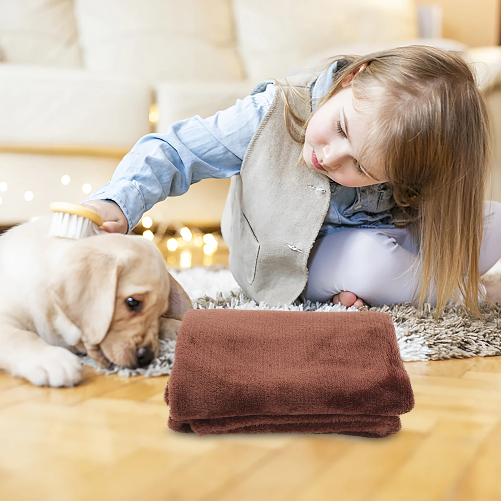 Premium Flannel Fleece Pet Blanket Coffee Solid Color Super Comfy Warm Lightweight Elaborate Needle Stitching
