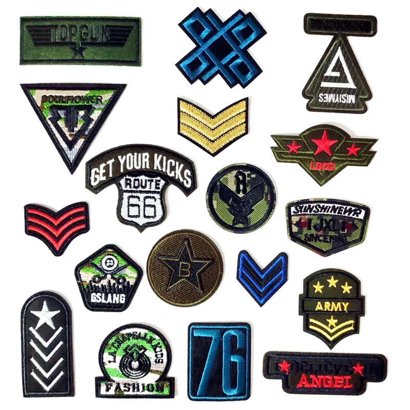 Patches Embroidery For T-Shirt Iron On Appliques Clothes Jeans Stickers Badges Parche ROUTE 66