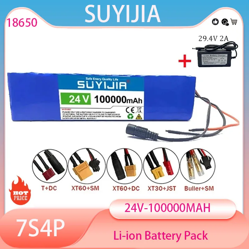 

Best Selling 7S4P 24V 100Ah Lithium Battery Pack Battery for Electric Bike Moped Scooter Wheelchair Crop Machine Belt BMS New