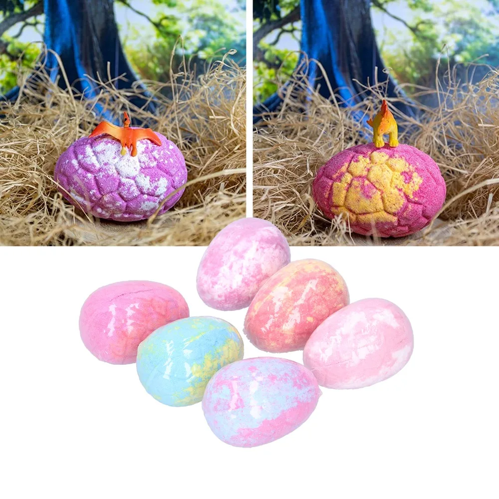 Practical Bath Salt Bath Colorful Relaxing Bath Salt Ball Dinosaur Egg Shaped Color Changing Fizzy Bath Bath Time