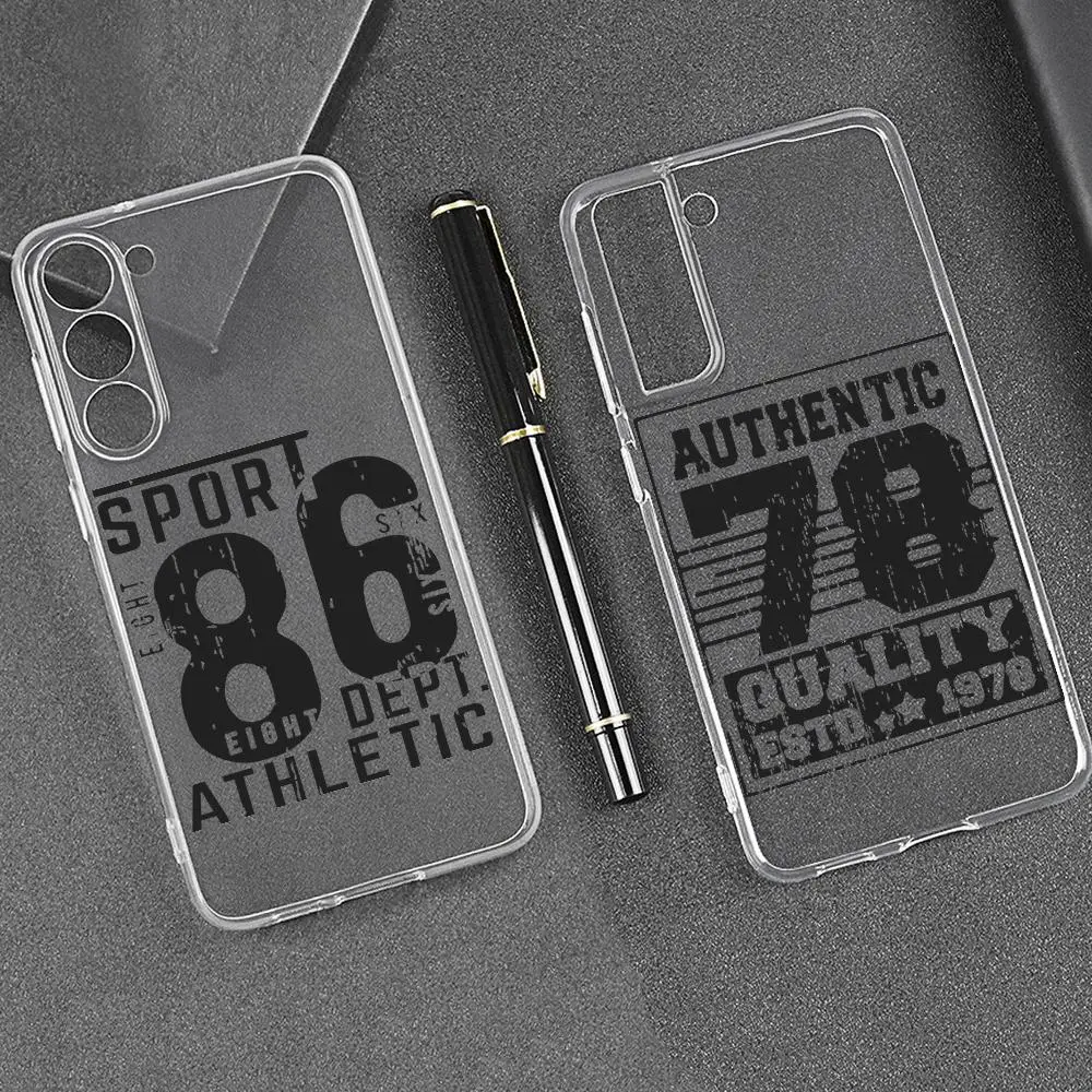 Retro Number Graphic Phone Case For Samsung Galaxy  S26 Ultra S25 FE S24 S23 S22 Plus S25 Edge S21 transparent soft shell Covers