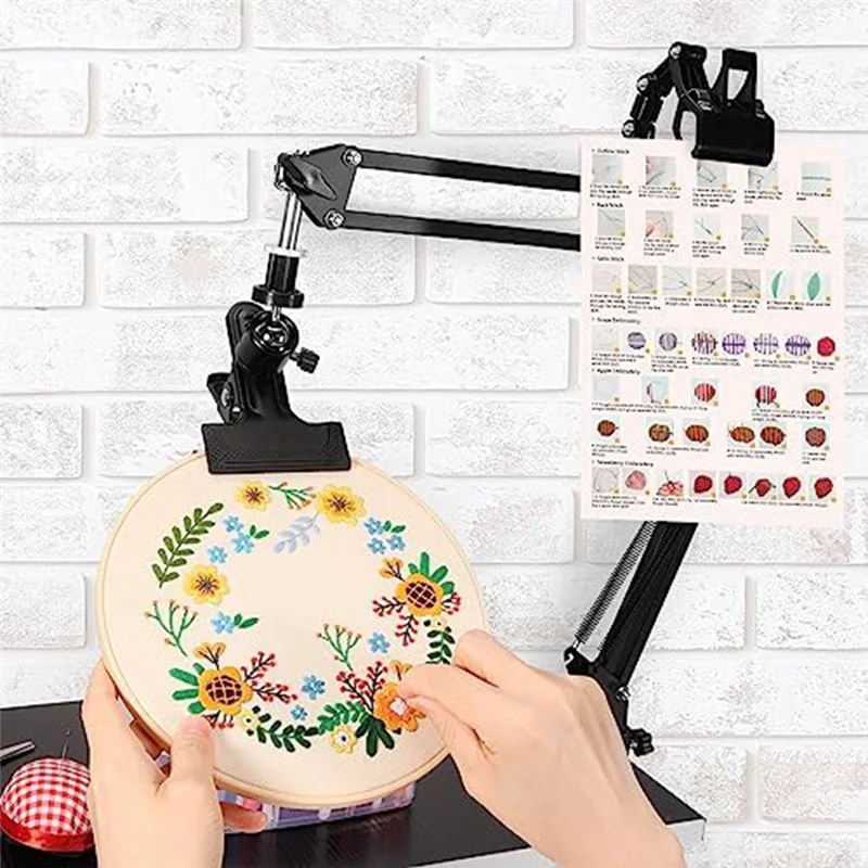 1 PCS Embroidery Hoop Holder Adjustable Embroidery Hoop Holder With Instruction Holder,Cross Stitchand Embroidery Projects