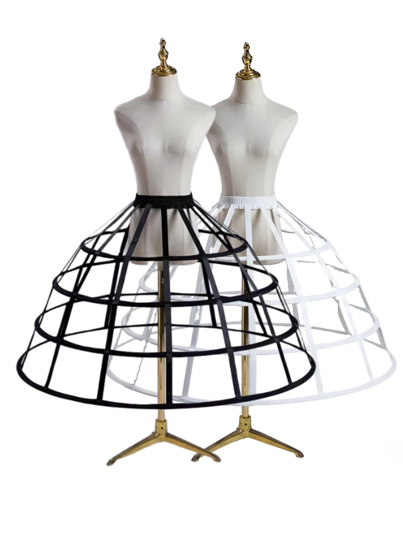 

Women 4-Layer Steel Hoops Long Skirt Petticoat - Structured Fluffy Undergarment for Wedding/Gala/Evening Wear