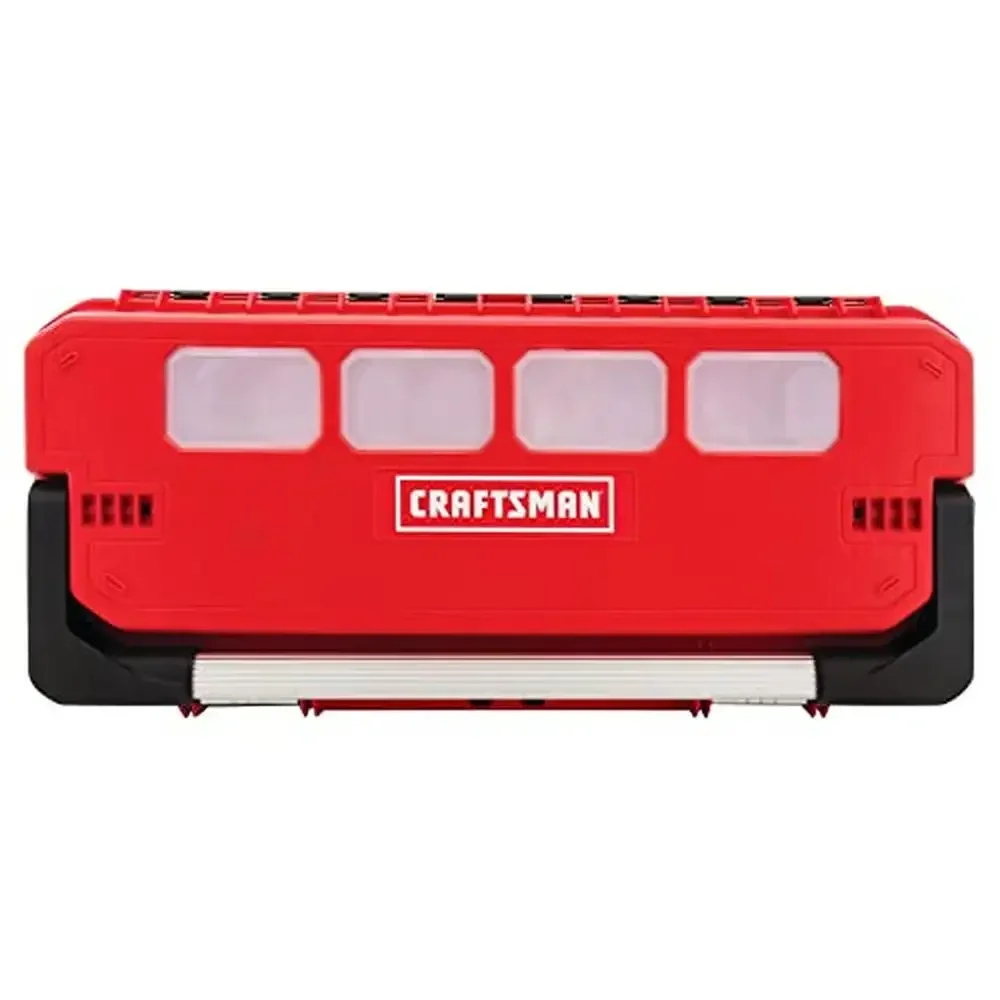 26-Inch Large Tool Box with Transparent Window Removable Cups Sliding Tray IP54 Rated Water and Dust Resistant Organization and