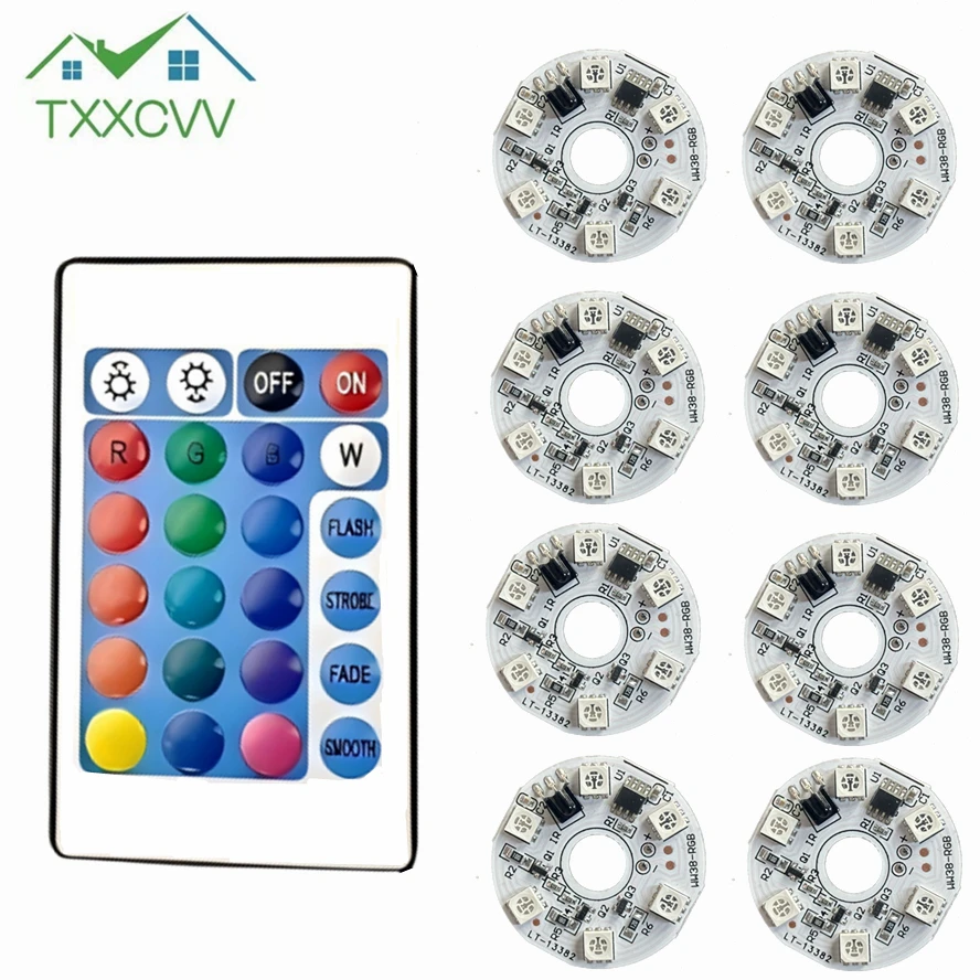 1Set RGB LED Lights Plate 5V Linkage Control Colorful Source Wireless Remote Car LED Interior Ambient Light RGB Beads COB Chip